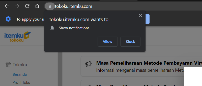 Allow notification confirmation desktop